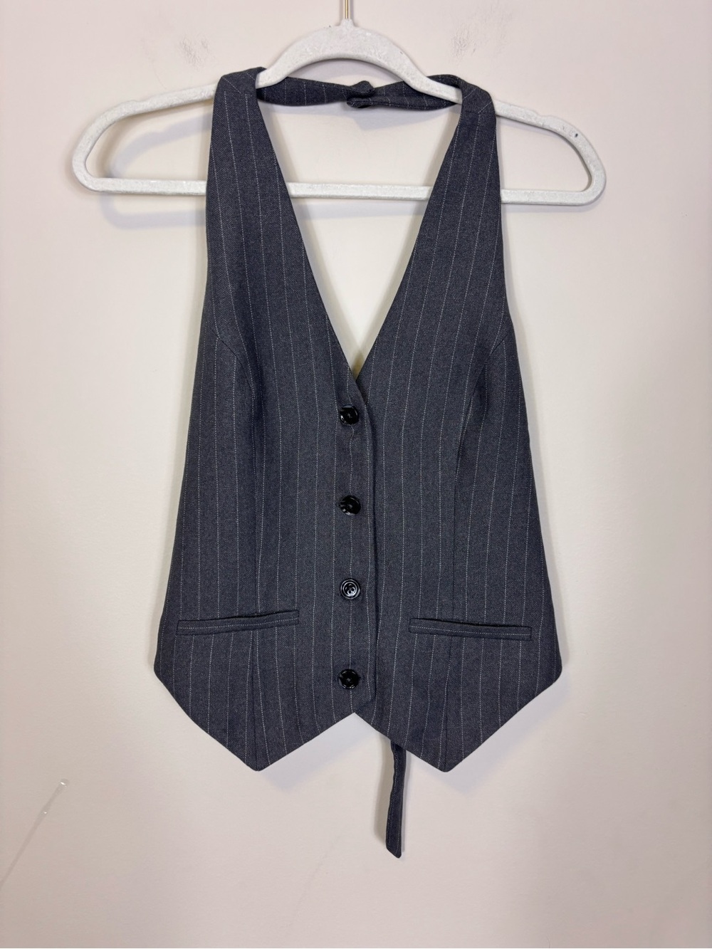 Abercrombie & Fitch Charcoal Pinstripe Halter Button Front Tank Vest Medium